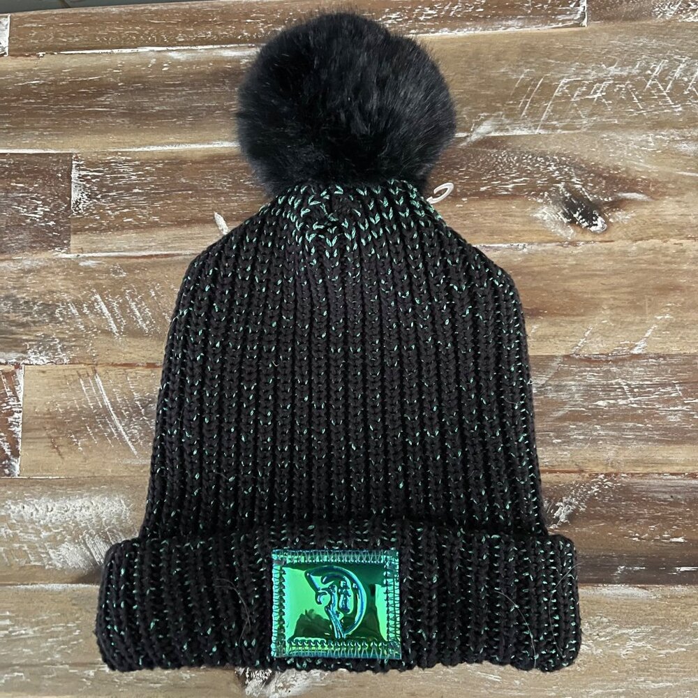Disney Love Your Melon Pom Beanie OS Buzz Lightyear Holographic Patch Knit Hat